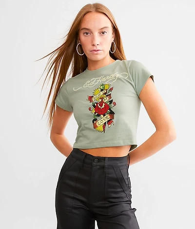 Dagger Rose Baby Cropped T-Shirt