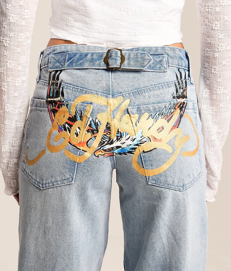 Rhinestone Baggy Wide Leg Jean
