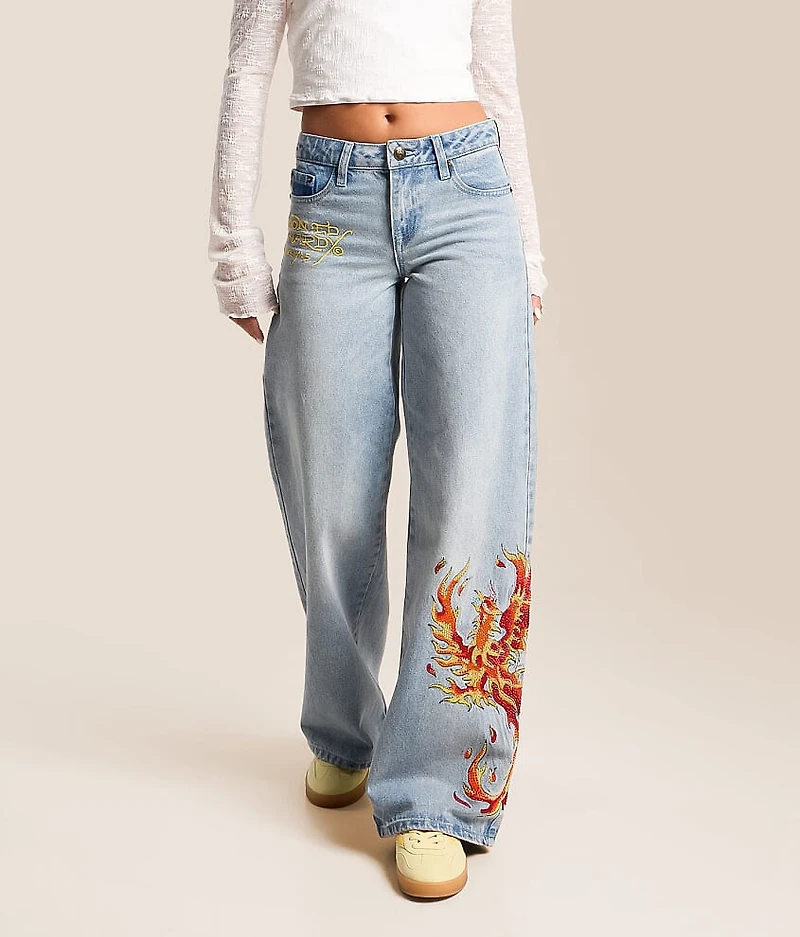 Rhinestone Baggy Wide Leg Jean