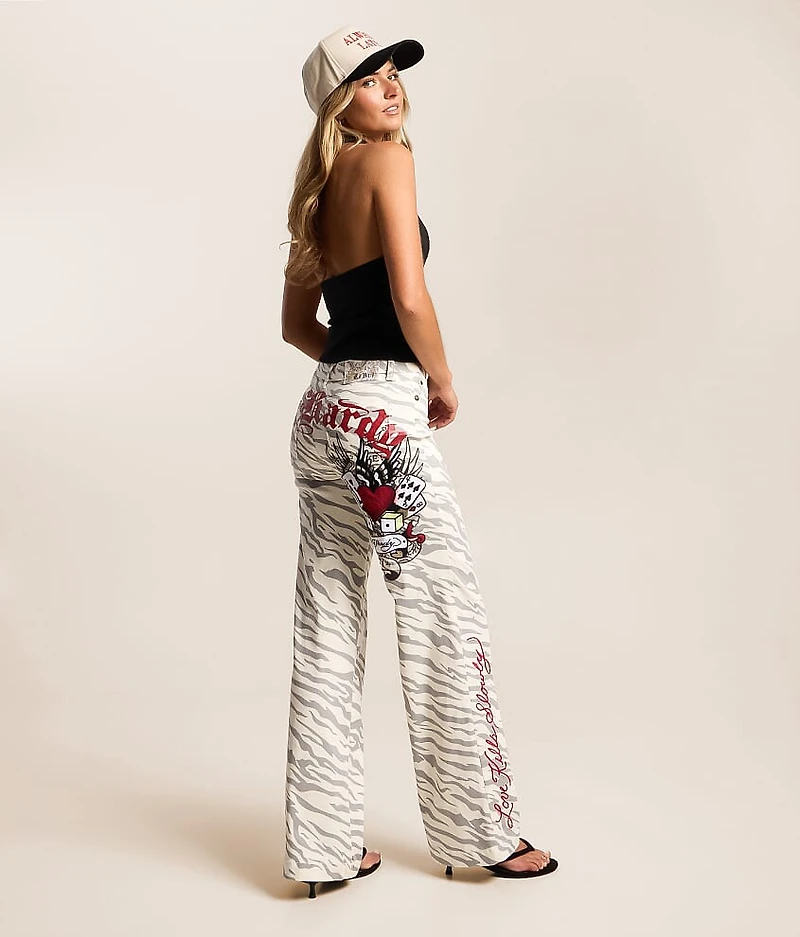 Zebra Wide Leg Stretch Jean