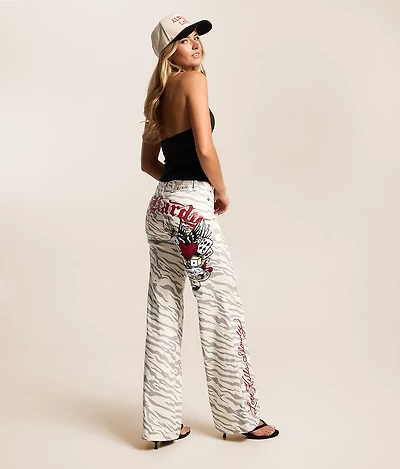 Zebra Wide Leg Stretch Jean