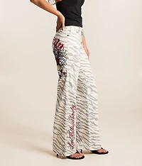 Zebra Wide Leg Stretch Jean