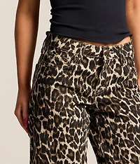 Winged Devil Leopard Print Baggy Wide Leg Jean