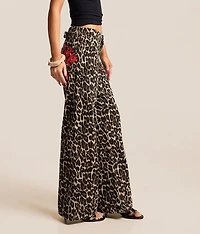 Winged Devil Leopard Print Baggy Wide Leg Jean