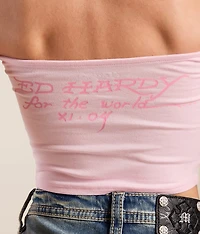 Pink Flame Skull Tube Top