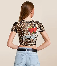 Heart Power Leopard Cropped Baby T-Shirt