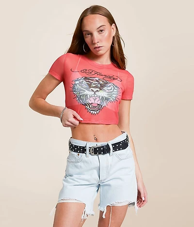 Tiger Head Power Cropped Baby T-Shirt