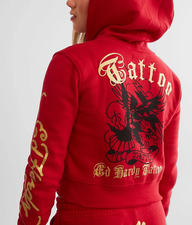 Y2K Broken Heart Cropped Hoodie