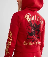 Y2K Broken Heart Cropped Hoodie