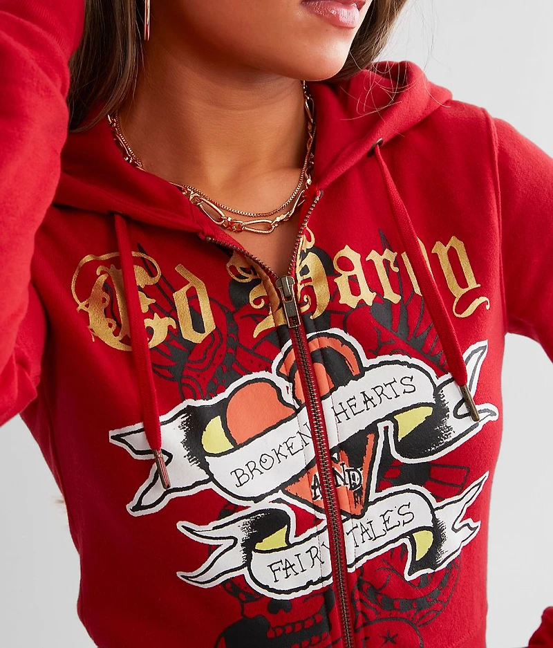 Y2K Broken Heart Cropped Hoodie
