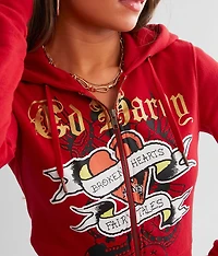Y2K Broken Heart Cropped Hoodie