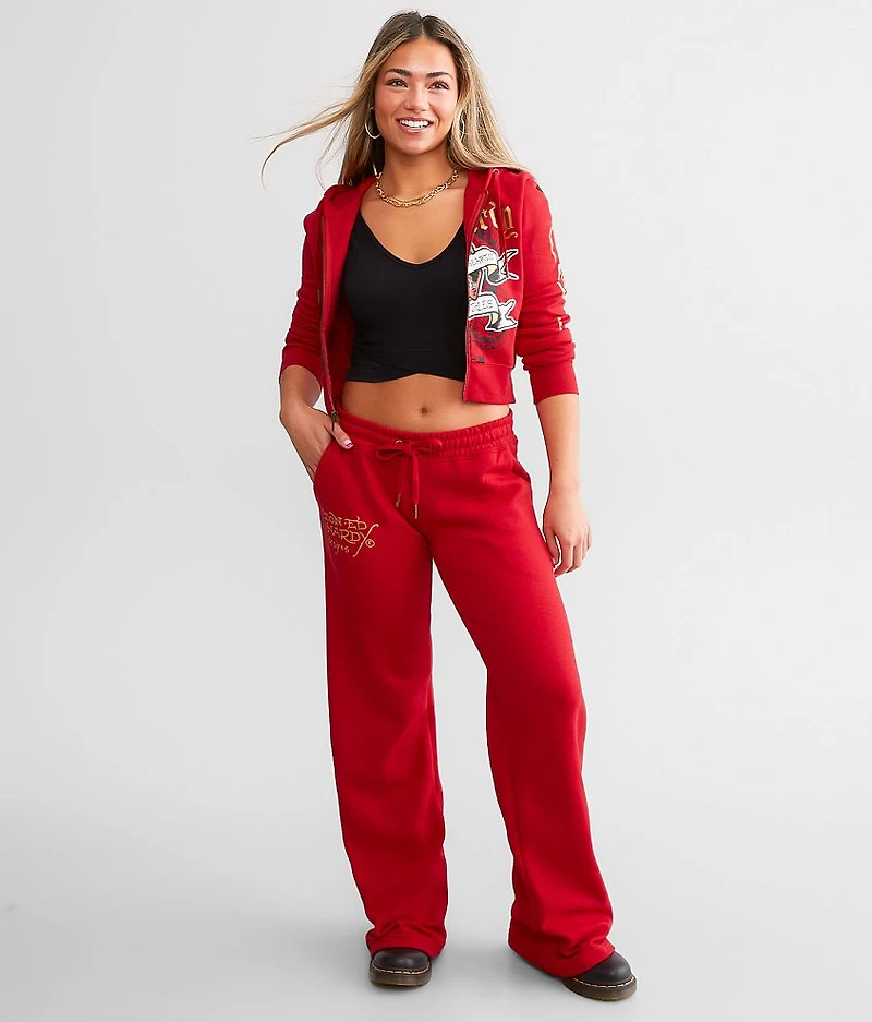 Y2K Broken Heart Cropped Hoodie