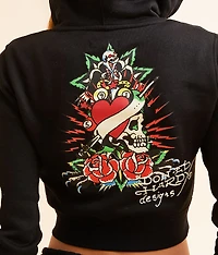 Rose Skull Cropped Hoodie