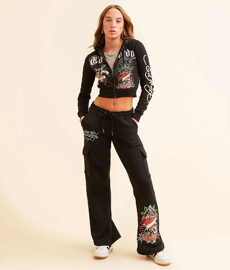 Rose Skull Cropped Hoodie