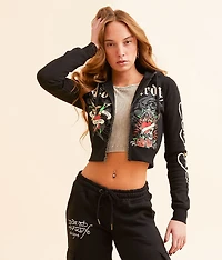 Rose Skull Cropped Hoodie