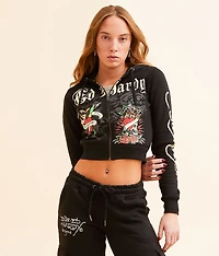Rose Skull Cropped Hoodie