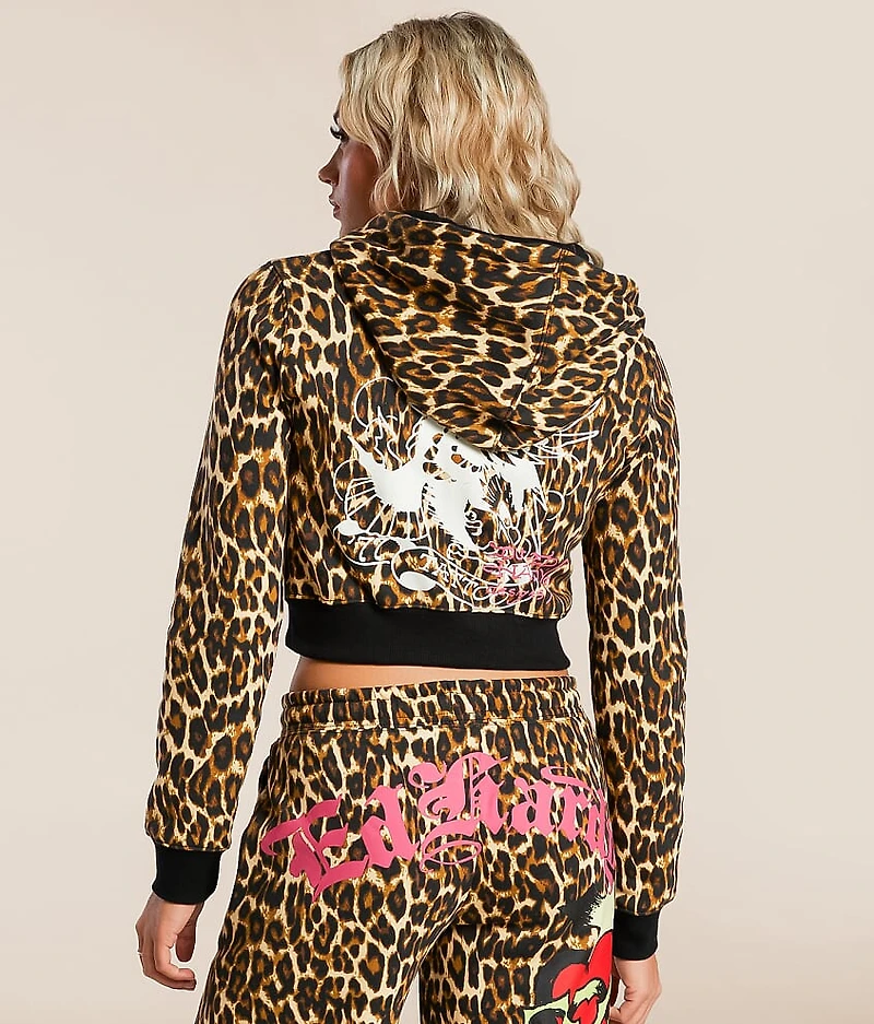 Y2K Sacred Heart Cropped Hoodie