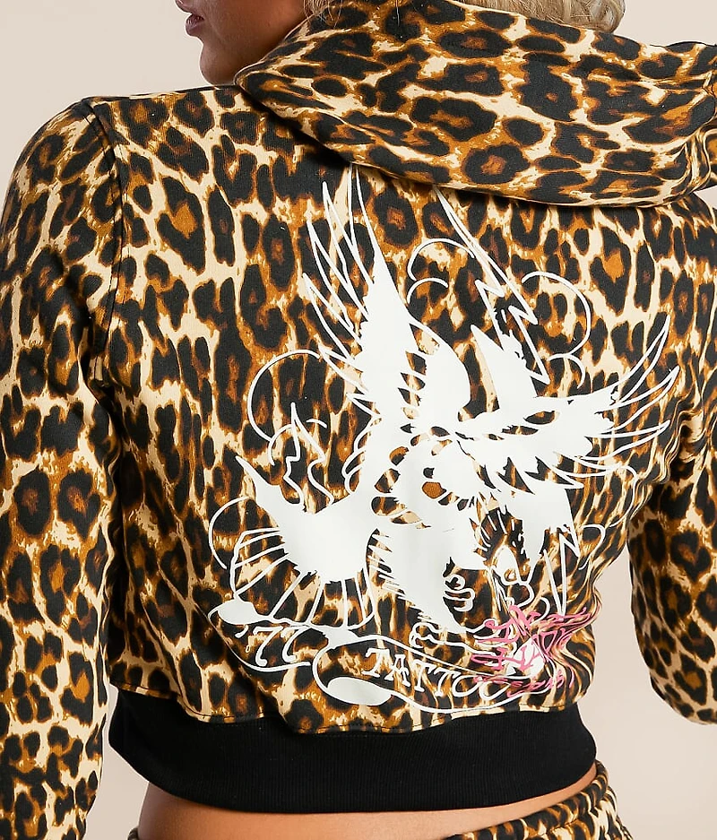Y2K Sacred Heart Cropped Hoodie