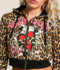 Y2K Sacred Heart Cropped Hoodie