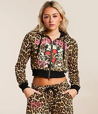 Y2K Sacred Heart Cropped Hoodie
