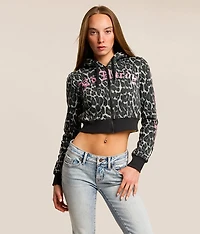 Pink Skull Cropped Hoodie