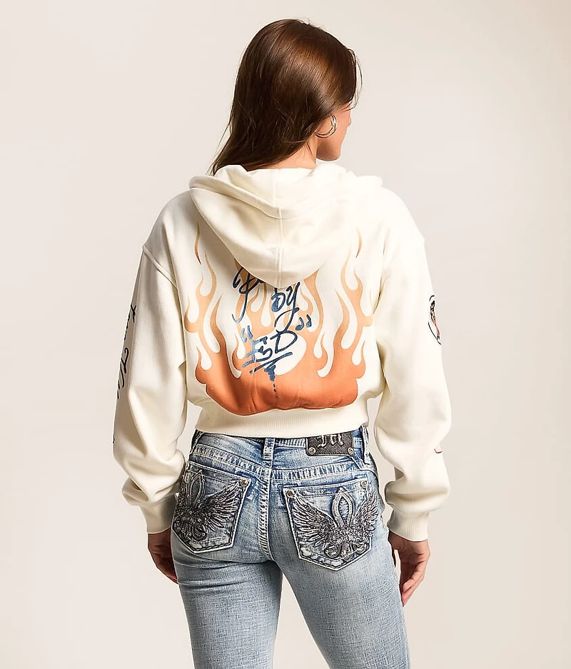 Flames Cropped Hoodie