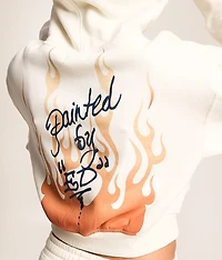 Flames Cropped Hoodie