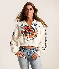 Flames Cropped Hoodie