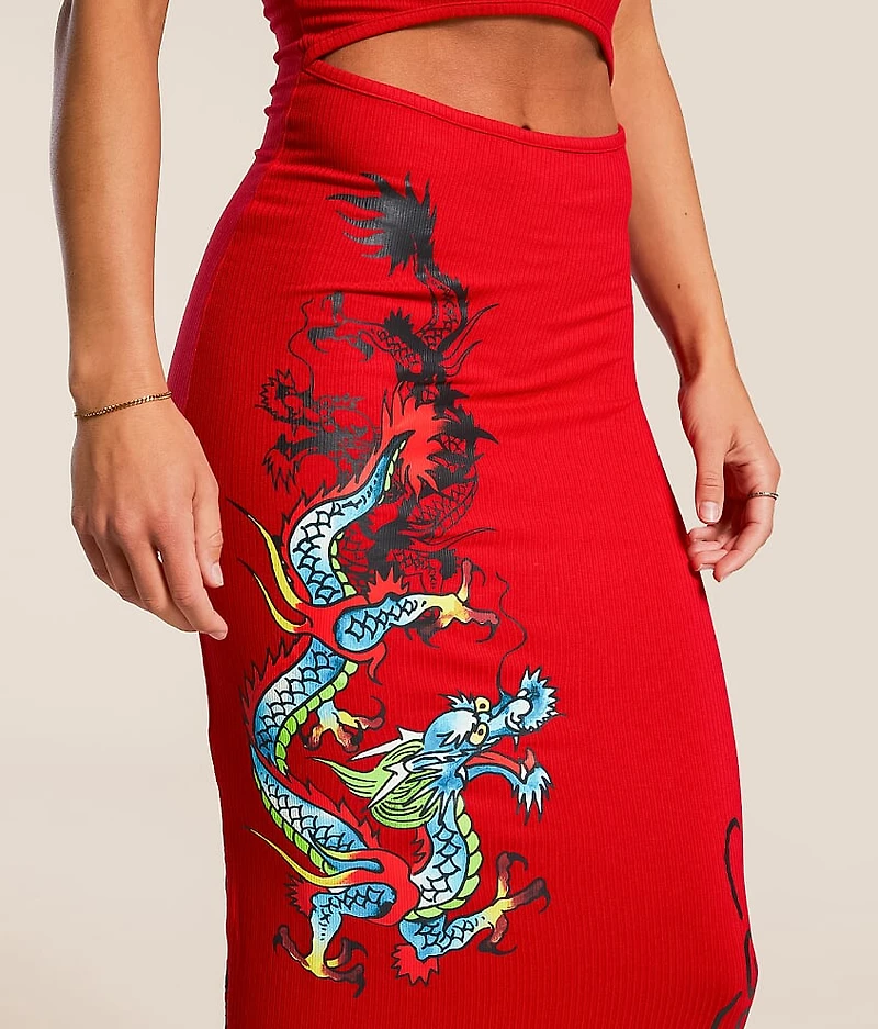 Dragon Cut-Out Maxi Dress