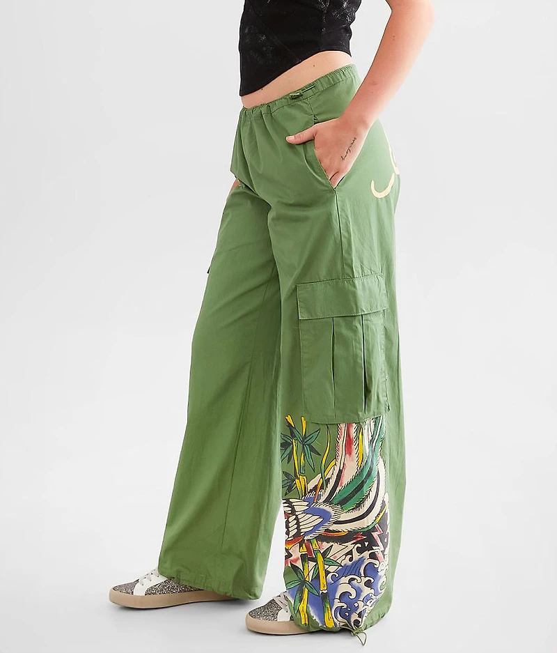 Peacock Poplin Wide Lego Cargo Pant