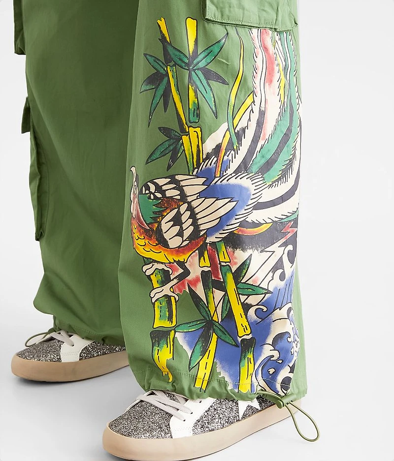 Peacock Poplin Wide Lego Cargo Pant