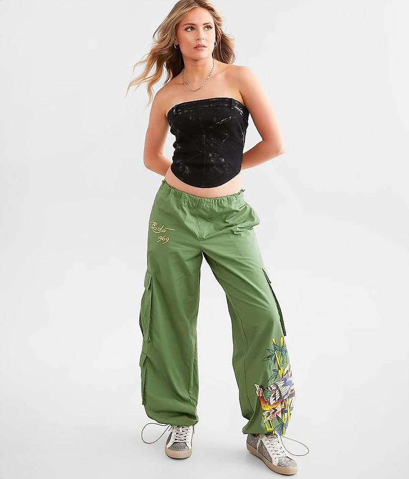 Peacock Poplin Wide Lego Cargo Pant