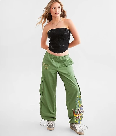 Peacock Poplin Wide Lego Cargo Pant
