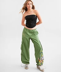 Peacock Poplin Wide Lego Cargo Pant