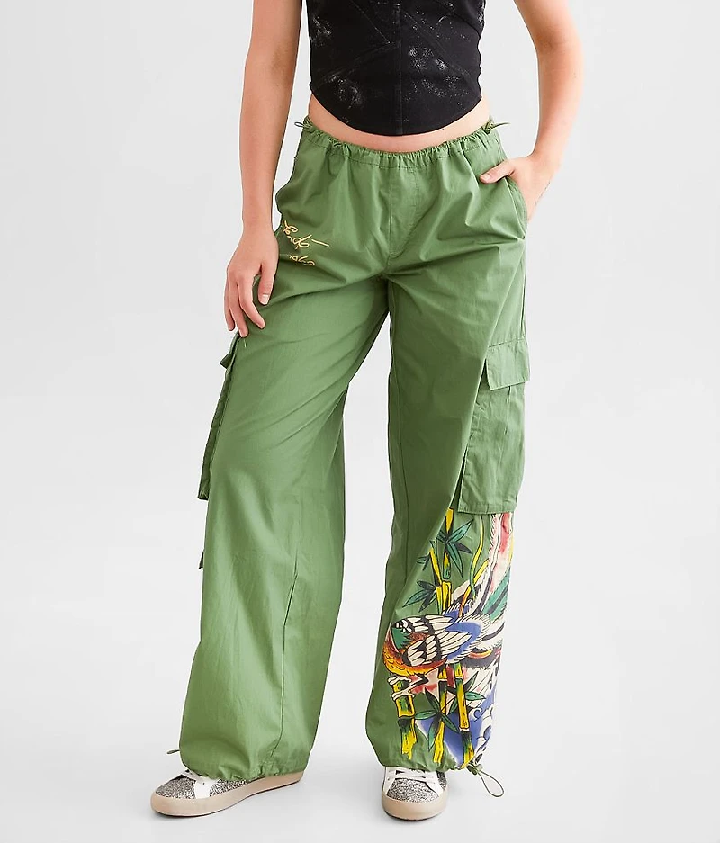 Peacock Poplin Wide Lego Cargo Pant