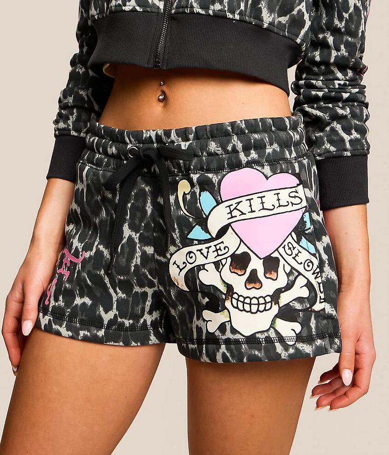 Pink Skull Leopard Print Short