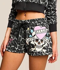Pink Skull Leopard Print Short