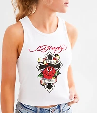 Rhinestone Cross Cropped Tank Top