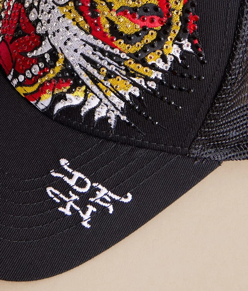 Rhinestone Tiger Trucker Hat