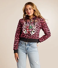 Panther Roses Leopard Print Hoodie