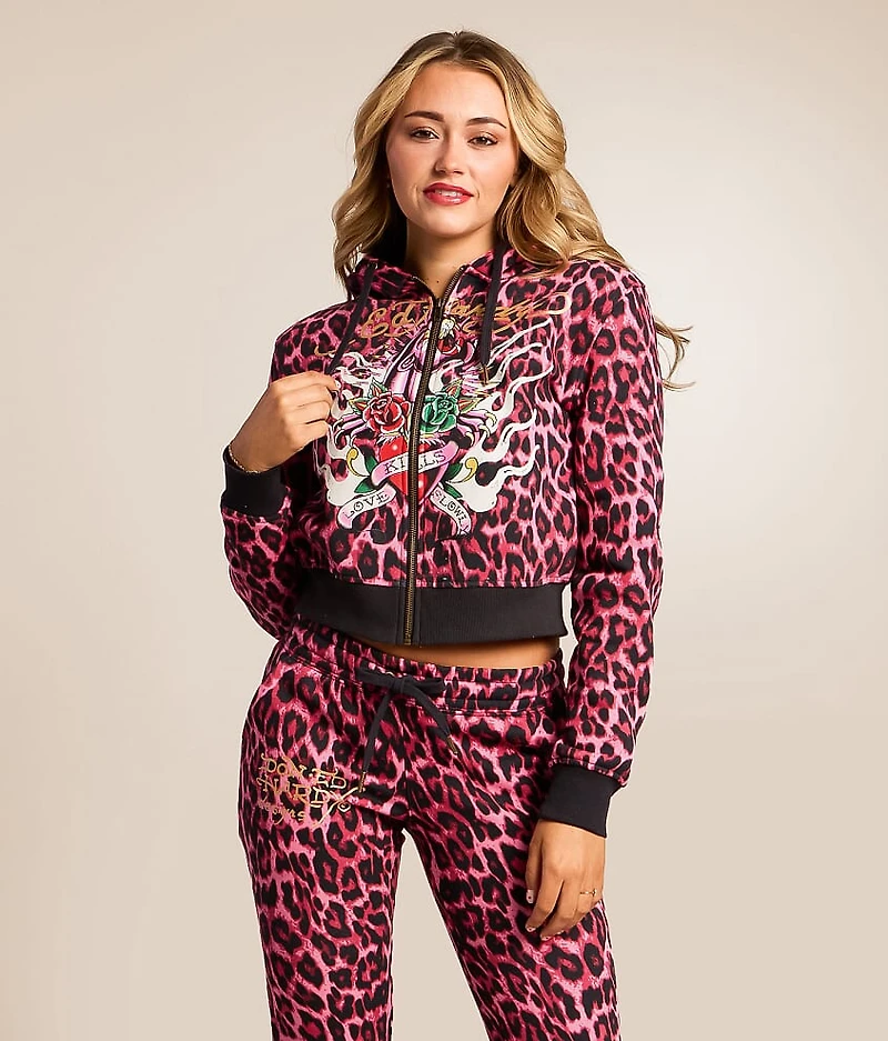 Panther Roses Leopard Print Hoodie