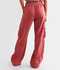 High Rise Wide Leg Cargo Stretch Pant
