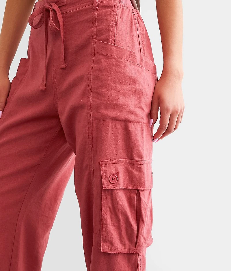 High Rise Wide Leg Cargo Stretch Pant
