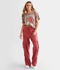 High Rise Wide Leg Cargo Stretch Pant
