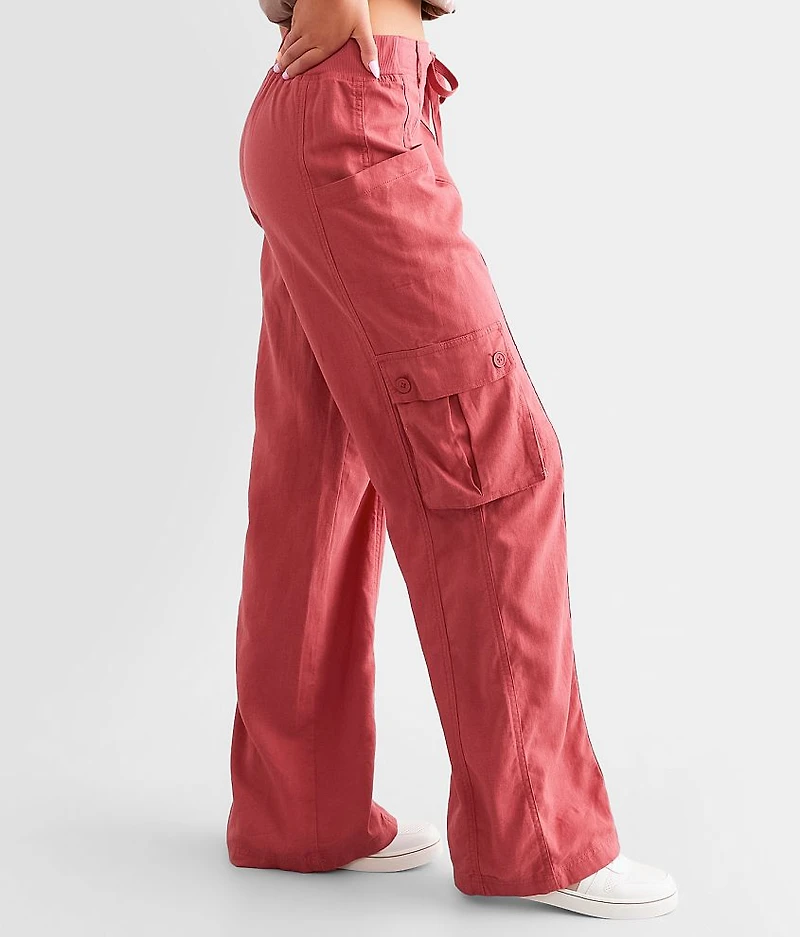 High Rise Wide Leg Cargo Stretch Pant