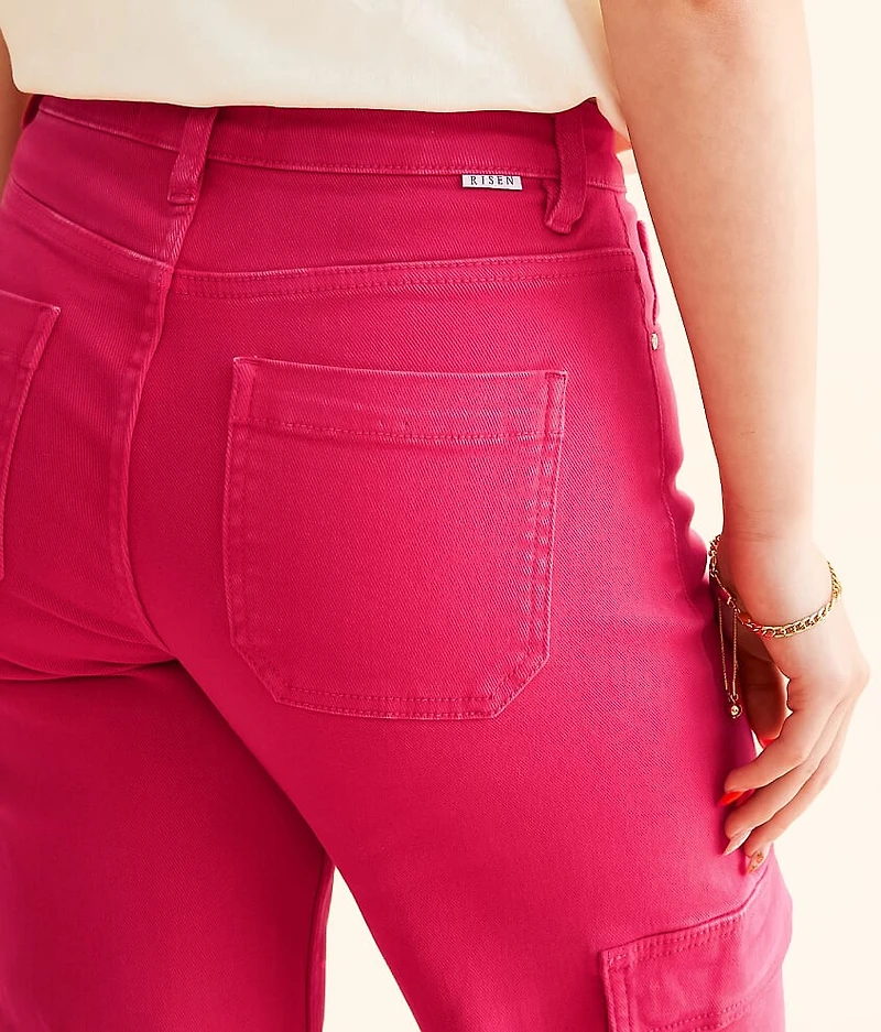 High Rise Wide Leg Cargo Stretch Pant