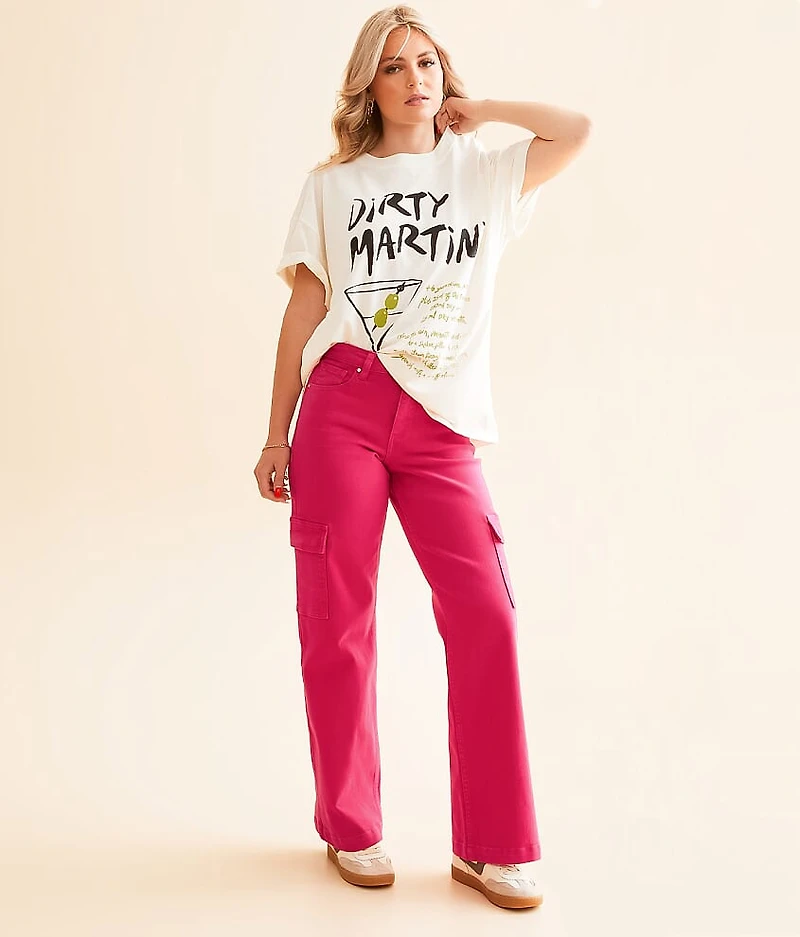 High Rise Wide Leg Cargo Stretch Pant