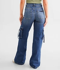 High Rise Wide Leg Cargo Stretch Jean