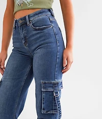 High Rise Wide Leg Cargo Stretch Jean