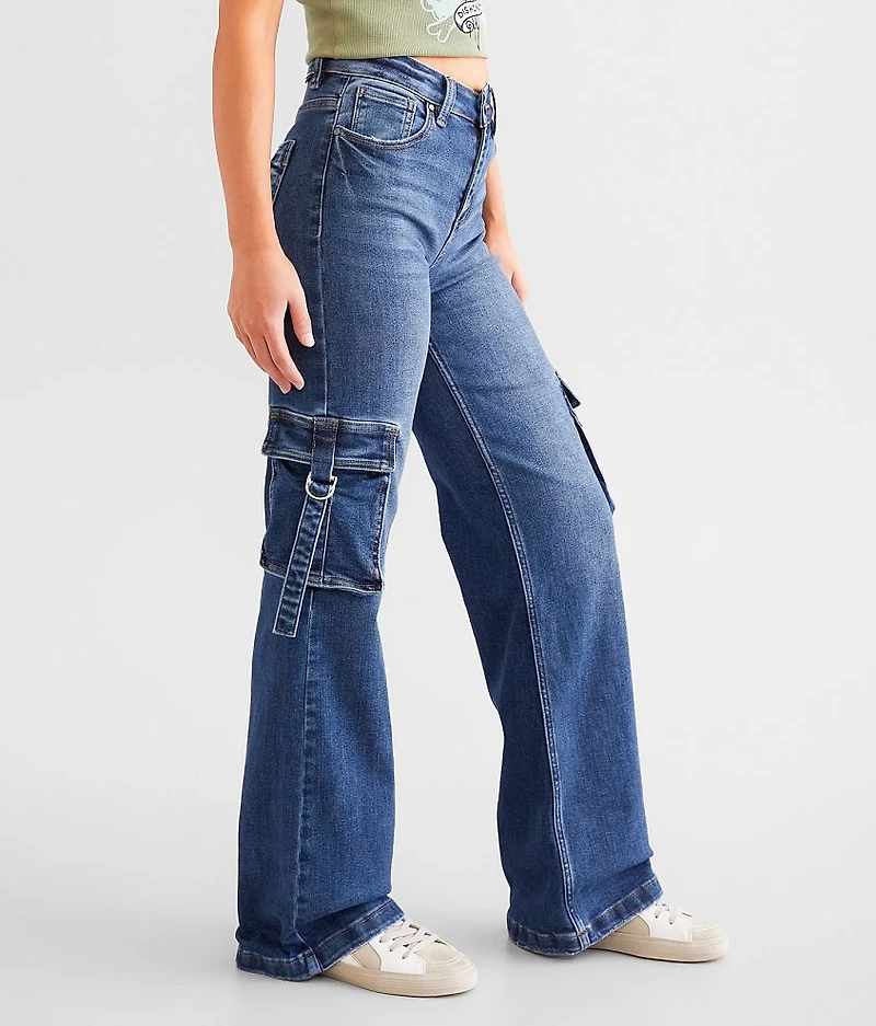 High Rise Wide Leg Cargo Stretch Jean